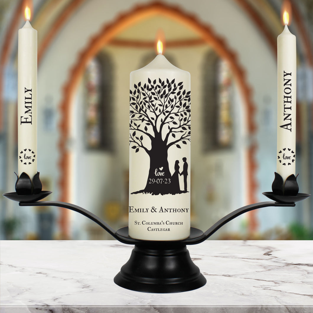 Personalised Wedding Candles Tree Silhouette