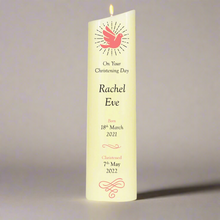 Load image into Gallery viewer, Personalised Oval Christening Candle Pink Dove
