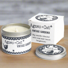 Load image into Gallery viewer, Agnes & Cat Vintage Gardenia Soy Wax Tin Candle