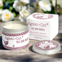 Load image into Gallery viewer, Agnes & Cat Tea and Roses Soy Wax Tin Candle