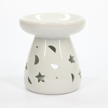 Load image into Gallery viewer, Large Classic White Oil Burner - Moon & Star