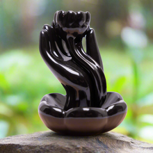 Load image into Gallery viewer, Hand & Lotus Flower Back Flow Incense Burner
