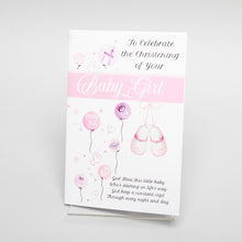 Load image into Gallery viewer, Baby Girl Christening Card – Soft Pink Traditional Design