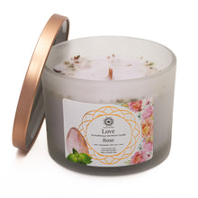 Load image into Gallery viewer, Rose Quartz And Rose Gemstone Candle – Love