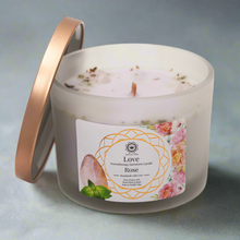 Load image into Gallery viewer, Rose Quartz And Rose Gemstone Candle – Love
