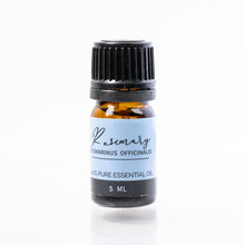 Load image into Gallery viewer, Rosemary essential oil bottle with a black cap on a white background