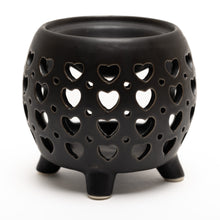 Load image into Gallery viewer, Squat Pot Oil Burner Multi Hearts - Matt Black