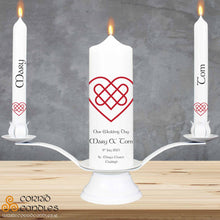 Load image into Gallery viewer, Personalised Wedding Candles Celtic Heart
