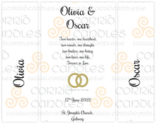 Load image into Gallery viewer, Personalised Wedding Candles Gold Rings
