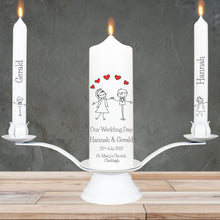 Load image into Gallery viewer, Personalised Wedding Candles Love Doodle