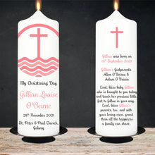 Load image into Gallery viewer, Personalised Christening Candle Pink Cross
