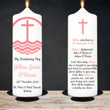 Load image into Gallery viewer, Personalised Christening Candle Pink Cross