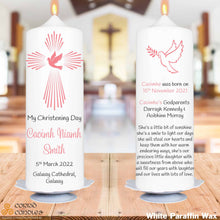 Load image into Gallery viewer, Personalised Christening Candle Pink Dove