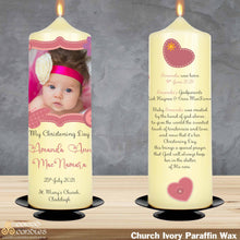 Load image into Gallery viewer, Personalised Christening Candle Pink Stitch
