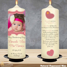 Load image into Gallery viewer, Personalised Christening Candle Pink Stitch
