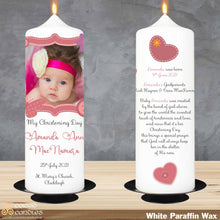 Load image into Gallery viewer, Personalised Christening Candle Pink Stitch
