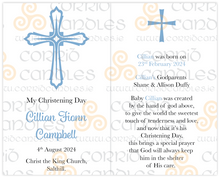 Load image into Gallery viewer, Personalised Baptism Candle Blue Cross
