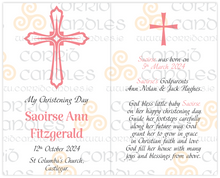 Load image into Gallery viewer, Personalised Baptism Candle Pink Cross