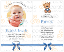 Load image into Gallery viewer, Personalised Christening Candle Blue Bow
