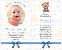 Load image into Gallery viewer, Personalised Christening Candle Blue Bow