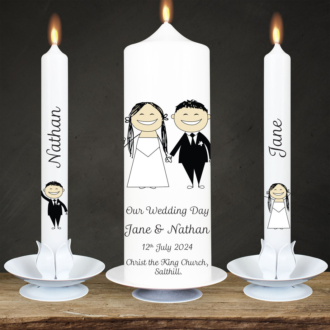 Personalised Wedding Candles Black Tie