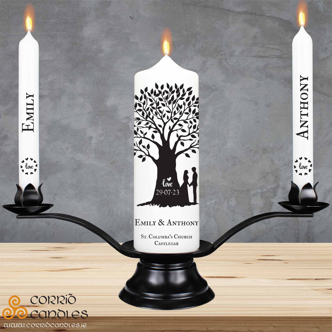 Personalised Wedding Candles Tree Silhouette