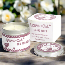 Load image into Gallery viewer, Agnes &amp; Cat Tea and Roses Soy Wax Tin Candle
