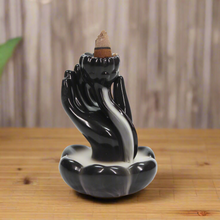 Load image into Gallery viewer, Hand &amp; Lotus Flower Back Flow Incense Burner
