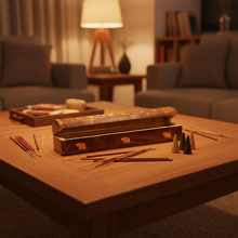 Load image into Gallery viewer, A natural mango wood smoke box for incense.
