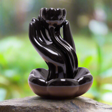 Load image into Gallery viewer, Hand &amp; Lotus Flower Back Flow Incense Burner
