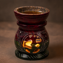 Load image into Gallery viewer, Om &amp; Elephant Soapstone Oil Burner - 8cm
