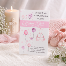 Load image into Gallery viewer, Baby Girl Christening Card – Soft Pink Traditional Design
