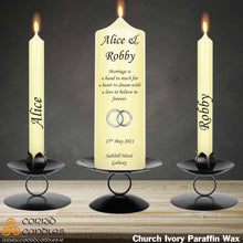Load image into Gallery viewer, Personalised Wedding Candles Silver Rings
