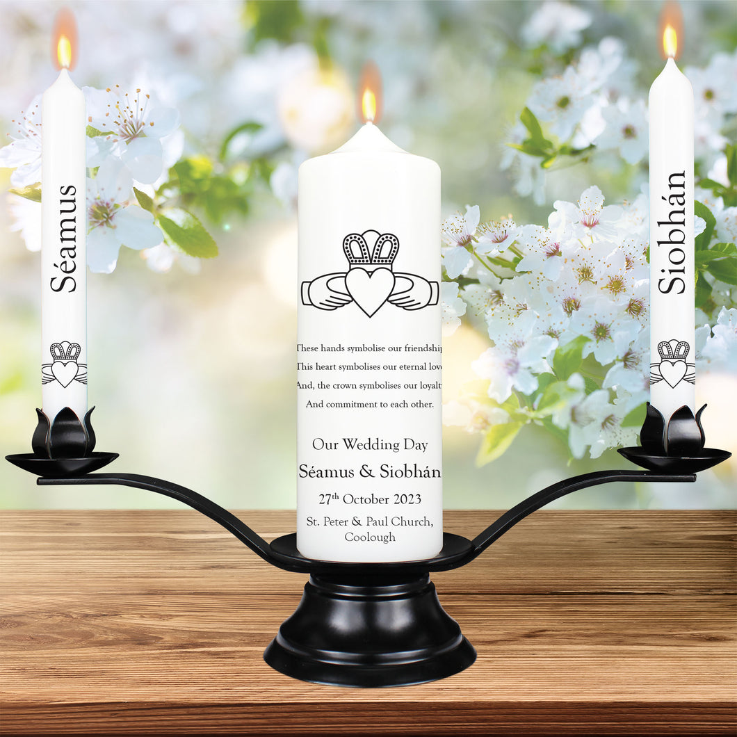 Personalised Wedding Candles Claddagh