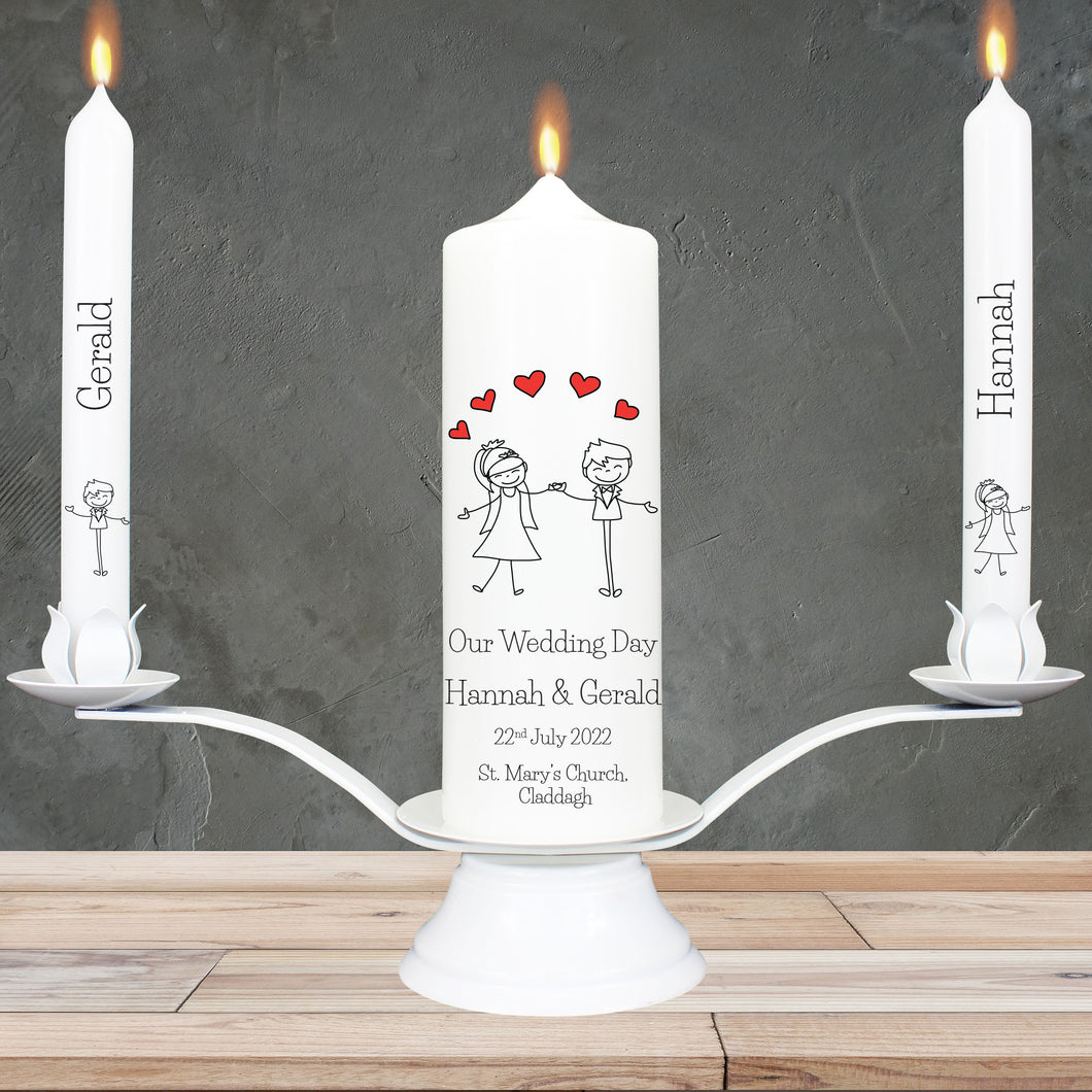 Personalised Wedding Candles Love Doodle