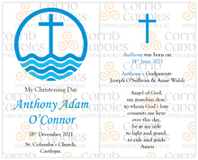 Load image into Gallery viewer, Personalised Christening Candle Blue Cross
