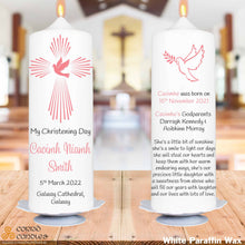 Load image into Gallery viewer, Personalised Christening Candle Pink Dove

