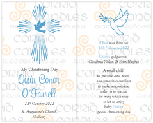 Load image into Gallery viewer, Personalised Christening Candle Blue Dove
