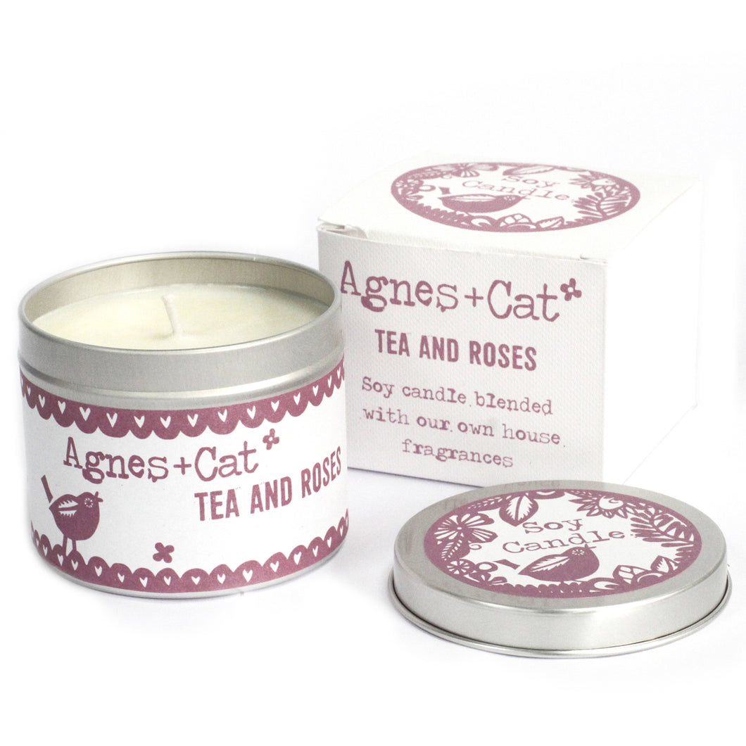 Agnes & Cat Tea and Roses Soy Wax Tin Candle