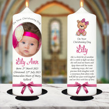 Load image into Gallery viewer, Personalised Christening Candle Pink Bow
